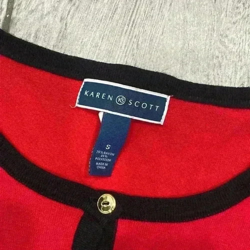 Karen Scott Red and Black Resort Stripped Sweater Size Small - Picture 3 of 7